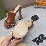 Gucci Janaya 95 GG-studded brown leather platform heels - 6