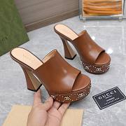 Gucci Janaya 95 GG-studded brown leather platform heels - 5