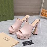 Gucci Janaya 95 GG-studded pink leather platform heels - 1