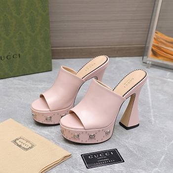 Gucci Janaya 95 GG-studded pink leather platform heels