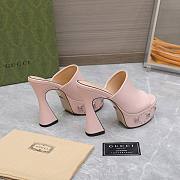 Gucci Janaya 95 GG-studded pink leather platform heels - 5