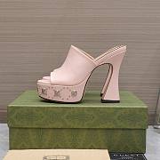 Gucci Janaya 95 GG-studded pink leather platform heels - 4