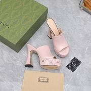 Gucci Janaya 95 GG-studded pink leather platform heels - 3