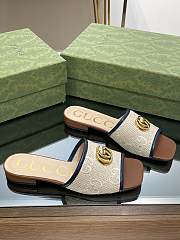 Gucci Doppia GG logo-motif white blue slippers - 2