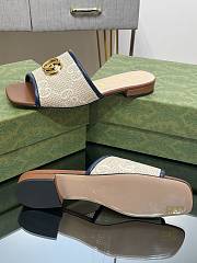 Gucci Doppia GG logo-motif white blue slippers - 5