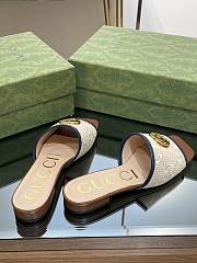 Gucci Doppia GG logo-motif white blue slippers - 3