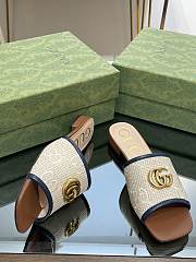 Gucci Doppia GG logo-motif white blue slippers - 4