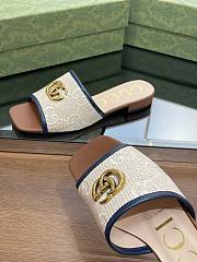 Gucci Doppia GG logo-motif white blue slippers - 6