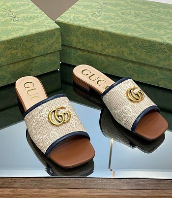 Gucci Doppia GG logo-motif white blue slippers