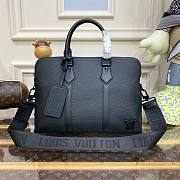 Louis Vuitton Black Aerogram Leather Briefcase Bag - 1