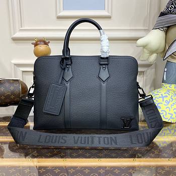 Louis Vuitton Black Aerogram Leather Briefcase Bag