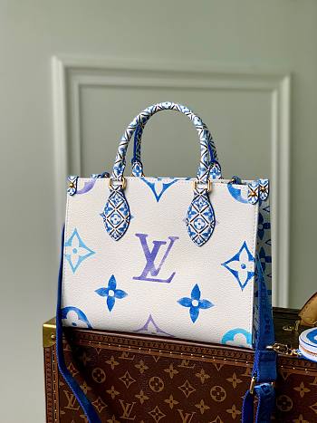 Louis VuittonNew Onthego PM Blue Leather Bag