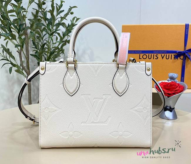 Louis Vuitton Onthego PM White Leather Bag - 1