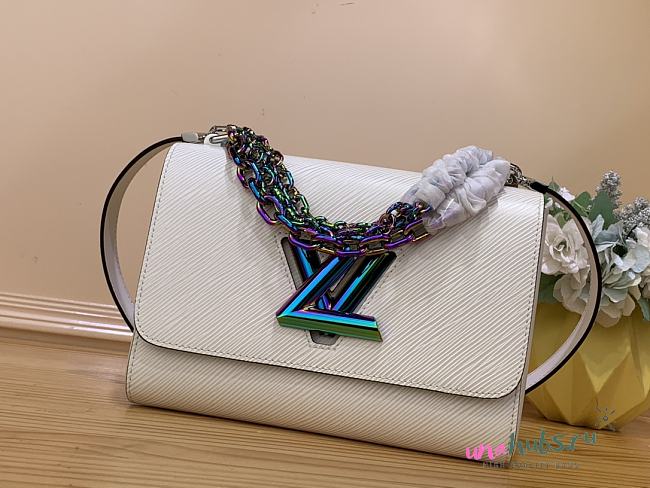 Louis Vuitton Twist MM M22028 Colorful Hardware White Bag - 1