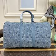 Louis Vuitton Keepall Bandoulière 50 Washed Denim M22532 Bag - 6