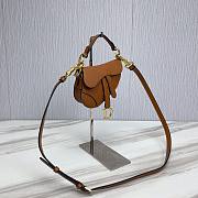 Dior Super Mini Saddle Brown Grained Calfskin Bag - 4