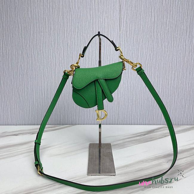 Dior Super Mini Saddle Green Grained Calfskin Bag - 1