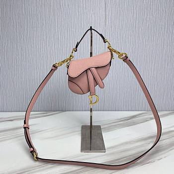 Dior Super Mini Saddle Pink Grained Calfskin Bag