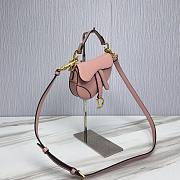 Dior Super Mini Saddle Pink Grained Calfskin Bag - 3