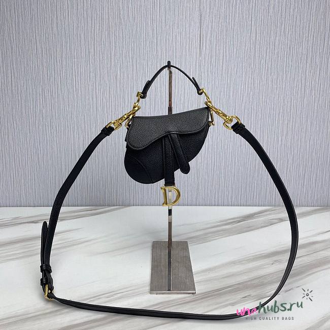 Dior Super Mini Saddle Black Grained Calfskin Bag - 1