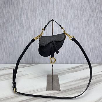 Dior Super Mini Saddle Black Grained Calfskin Bag