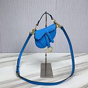 Dior Super Mini Saddle Blue Grained Calfskin Bag - 1