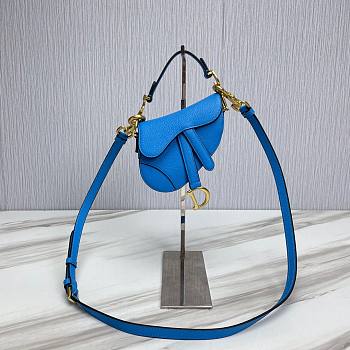 Dior Super Mini Saddle Blue Grained Calfskin Bag