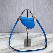 Dior Super Mini Saddle Blue Grained Calfskin Bag - 6