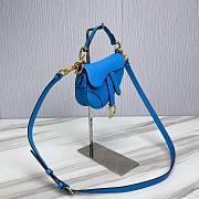 Dior Super Mini Saddle Blue Grained Calfskin Bag - 2