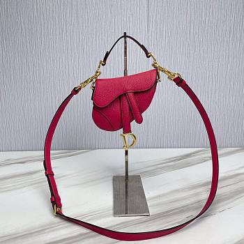 Dior Super Mini Saddle Hot Pink Grained Calfskin Bag