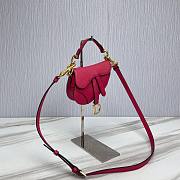 Dior Super Mini Saddle Hot Pink Grained Calfskin Bag - 3