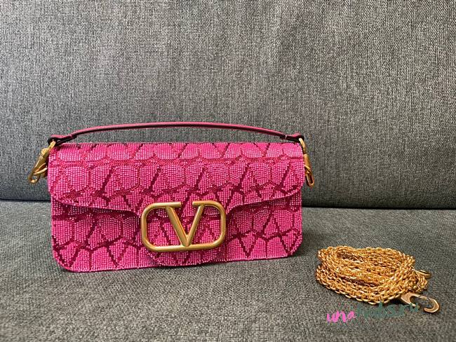 Valentino small Loco Toile pink shoulder bag - 1