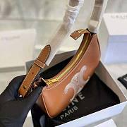 Celine Ava Triomphe Embroidery Tan Calfskin Leather Bag - 4