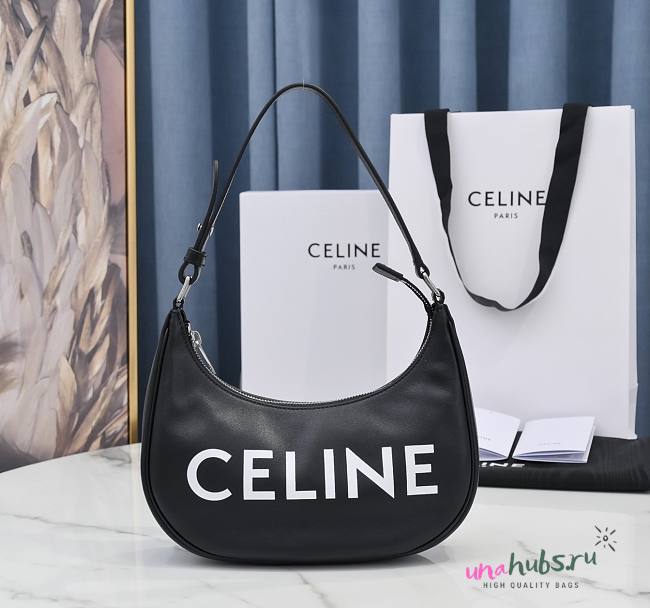 Celine Ava Logo Black Calfskin Leather Bag - 1