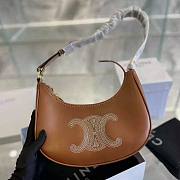 Celine Ava Triomphe Embroidery Tan Calfskin Leather Bag - 3