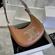 Celine Ava Triomphe Embroidery Tan Calfskin Leather Bag - 2