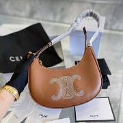 Celine Ava Triomphe Embroidery Tan Calfskin Leather Bag - 1