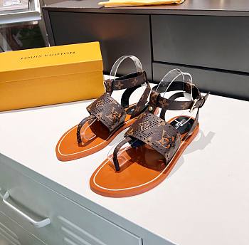 Louis Vuitton Brown Lock It Flat Sandals