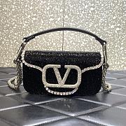 Valentino Garavani Locò black small beaded shoulder bag - 1