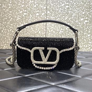 Valentino Garavani Locò black small beaded shoulder bag