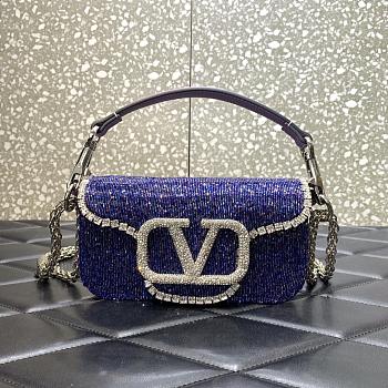 Valentino Garavani Locò purple small beaded shoulder bag