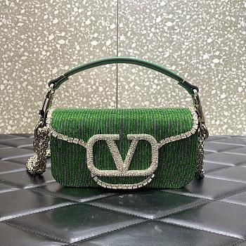 Valentino Garavani Locò green small beaded shoulder bag