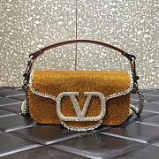 Valentino Garavani Locò orange small beaded shoulder bag - 1