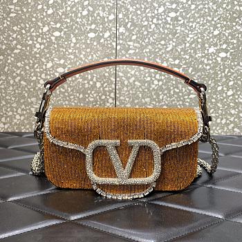 Valentino Garavani Locò orange small beaded shoulder bag