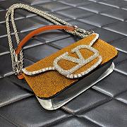 Valentino Garavani Locò orange small beaded shoulder bag - 3