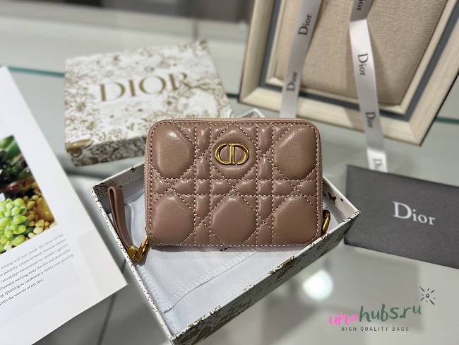 Dior beige short zipper wallet - 1