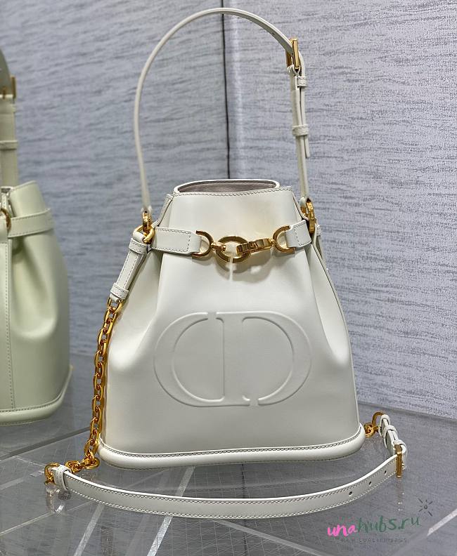 Dior C'est Golden Saddle CD-Embossed White Calfskin Bag - 1