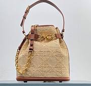 Dior C'est Golden Saddle CD-Embossed Raffia Calfskin Bag - 1