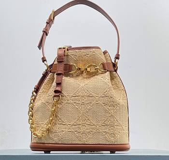 Dior C'est Golden Saddle CD-Embossed Raffia Calfskin Bag