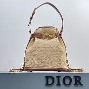 Dior C'est Golden Saddle CD-Embossed Raffia Calfskin Bag - 4